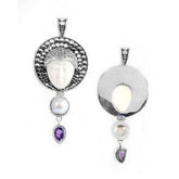SP-5655-CO1 Sterling Silver Pendant With Fresh Water Pearl, Bone Face, Amethyst Q. Jewelry Bali Designs Inc